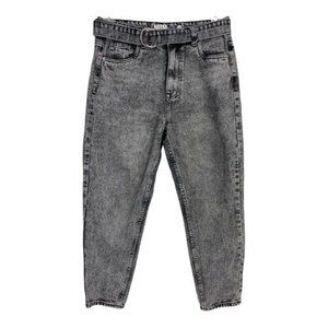 Mom Womens Jeans Size 9 Black Belted Tapered Ultra High Rise Pockets
